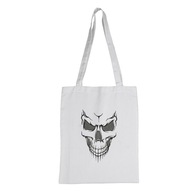 Veľmi pevná biela bavlnená taška s výšivkou SKULL Veľmi pevná biela bavlnená taška s výšivkou SKULL