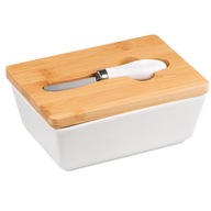 PORCELÁNOVÁ NÁDOBKA NA MASLO S POKROKOM, NOŽOM, BIELE PRIMA DECO PORCELÁNOVÁ NÁDOBKA NA MASLO S POKROKOM, NOŽOM, BIELE PRIMA DECO