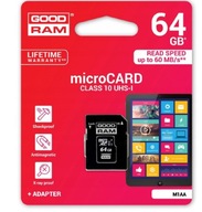 Pamäťová karta GOODRAM 64GB CL10 + adaptér Pamäťová karta GOODRAM 64GB CL10 + adaptér
