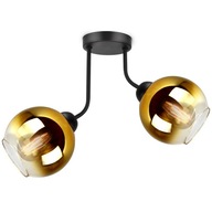 Závesná lampa Luster Dve sklenené zlaté gule LED Závesná lampa Luster Dve sklenené zlaté gule LED