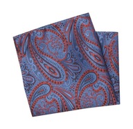 Modrý vreckový štvorec s oranžovým vzorom Paisley Modrý vreckový štvorec s oranžovým vzorom Paisley