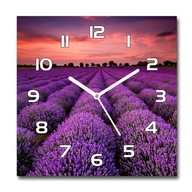 Štvorcové tiché sklenené hodiny Levanduľové pole 30x30 Štvorcové tiché sklenené hodiny Levanduľové pole 30x30