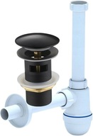 Umývadlový sifón + zátka click-clack s čiernym prepadom Umývadlový sifón + zátka click-clack s čiernym prepadom