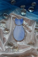 Modrý vitrážový prívesok pre mačky, darček od Tiffanyho
