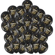 Čierno-zlaté balóny Silvestrovská výzdoba 50 ks