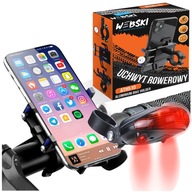 Webski HLINÍKOVÝ DRŽIAK NA BICYKLE NA TELEFÓN, SKÚTER + LAMPA S LASEROM Webski HLINÍKOVÝ DRŽIAK NA BICYKLE NA TELEFÓN, SKÚTER + LAMPA S LASEROM