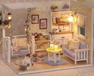 Drevený domček pre bábiky RETRO MODEL DIY + NÁBYTOK