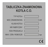 Typový štítok vykurovacieho kotla, sporáka, GRAWER Typový štítok vykurovacieho kotla, sporáka, GRAWER