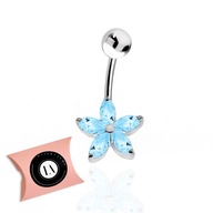 Strieborný piercing do pupka s kvietkom, modré zirkóny, striebro 925 LAPRII Strieborný piercing do pupka s kvietkom, modré zirkóny, striebro 925 LAPRII