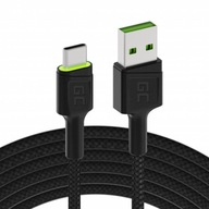 GreenCell USB kábel USB-C LED AFC QC 3.0 BRAID 2m