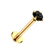 PIERCING ZLATÁ náušnica Labret s čiernym kryštálom TITANIUM Helix 1,2/8/4 PIERCING ZLATÁ náušnica Labret s čiernym kryštálom TITANIUM Helix 1,2/8/4