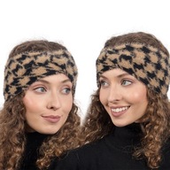 Ťavia a čierna čelenka ALPACA Houndstooth Teplá, široká, módna Ťavia a čierna čelenka ALPACA Houndstooth Teplá, široká, módna