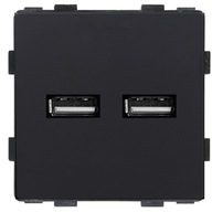 Čierna zásuvka USB modulu 2x 3A RTX SH systém Čierna zásuvka USB modulu 2x 3A RTX SH systém
