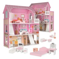 Ružový drevený domček pre bábiky LULILO Trikito 70cm