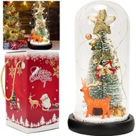 Vianočný stromček v skle, LED svetielka, vianočná dekorácia