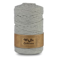 Bavlnená pletená šnúra Macrame, 5 mm, šedá Bavlnená pletená šnúra Macrame, 5 mm, šedá
