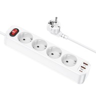 HOCO 4-ZÁSUVKOVÝ USB NAPÁJACÍ PRÚŽOK 18W TYP C PD 20W + TYLUS ZDARMA HOCO 4-ZÁSUVKOVÝ USB NAPÁJACÍ PRÚŽOK 18W TYP C PD 20W + TYLUS ZDARMA