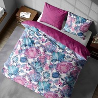 Bavlnená posteľná súprava 160x200 ružové a modré vzory