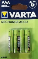 VARTA Nabíjacie NiMH dobíjacie batérie 4X AAA 800 mAh VARTA Nabíjacie NiMH dobíjacie batérie 4X AAA 800 mAh