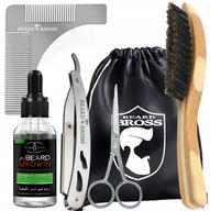 SET BEARD SET kefa na žiletku nožnice puzdro SET BEARD SET kefa na žiletku nožnice puzdro