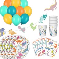 Narodeninový set Dinosaury taniere poháre balón Narodeninový set Dinosaury taniere poháre balón