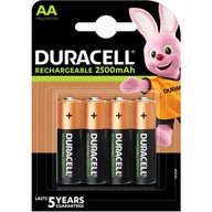 Kapacita batérie Duracell AA 2500 mAh, 4 ks.