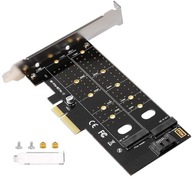 Adaptér 2x M.2 disk: SATA + NVMe na PCI-E x4 Dual