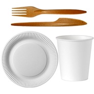 Biela sada jednorázového piknikového riadu WPC GRILL Biela sada jednorázového piknikového riadu WPC GRILL