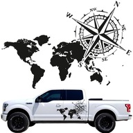 2x NÁLEPKA NA AUTO Mapa sveta Wind Rose 83x58 2x NÁLEPKA NA AUTO Mapa sveta Wind Rose 83x58
