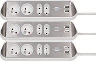Brennenstuhl USB rohová napájacia lišta 2m 4 zásuvky + 2-USB 3.10A x3