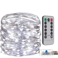 USB Wire-on-Wire lampy Rice 300 Micro LED vianočné stromčeky biele 30m + diaľkové ovládanie