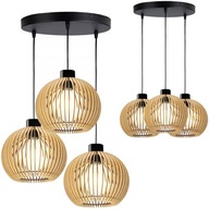 DREVENÉ STROPNÉ ZÁVESNÉ LAMPY, TROJITÝ NASTAVITEĽNÝ LUSTER, 3 LAMPY DREVENÉ STROPNÉ ZÁVESNÉ LAMPY, TROJITÝ NASTAVITEĽNÝ LUSTER, 3 LAMPY