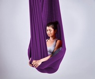 Vzdušná hojdacia sieť na jogu, akrobatická šatka, 5 m, fialová, široká, 260 cm