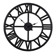 Čierne kovové retro podkrovné nástenné hodiny, 60 cm Čierne kovové retro podkrovné nástenné hodiny, 60 cm