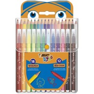 BIC 2-v-1 sada 18 farebných ceruziek + 12 fixiek