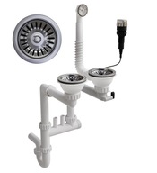 Dvojmiskový automatický drezový sifón, chróm Dvojmiskový automatický drezový sifón, chróm