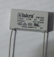 Kondenzátor 220nF 0,22uF 275V MKP X2 10ks. SPARK Kondenzátor 220nF 0,22uF 275V MKP X2 10ks. SPARK