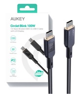 AUKEY CB-MCC102 USB-C Power Delivery PD kábel 100W 5A LED 1,8m nylonové opletenie AUKEY CB-MCC102 USB-C Power Delivery PD kábel 100W 5A LED 1,8m nylonové opletenie