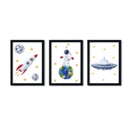 Sada 3 plagátov A3 vesmírna raketa astronaut č.2 Sada 3 plagátov A3 vesmírna raketa astronaut č.2