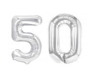 Strieborné balóniky s číslami 50. narodeniny 100 cm Strieborné balóniky s číslami 50. narodeniny 100 cm