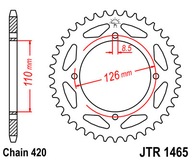 Oceľové zadné ozubené koleso JT JTR1465.47 47 zubov 420 Oceľové zadné ozubené koleso JT JTR1465.47 47 zubov 420