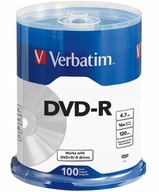 VERBATIM DVD-R CAKE disky 100 ks 4,7 GB 16x VERBATIM DVD-R CAKE disky 100 ks 4,7 GB 16x