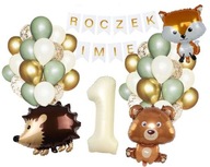 Nastavte personalizovaný banner s názvom One Year Old Forest Animals Nastavte personalizovaný banner s názvom One Year Old Forest Animals