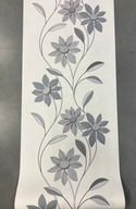 Tapeta s šedými kvetmi na bielom pozadí