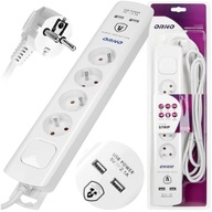 Power Strip 4 zásuvky USB nabíjačka Vypínač zapnutia/vypnutia