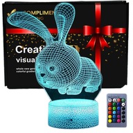 3D LED nočná lampa USB + diaľkové ovládanie Rabbit 3D LED nočná lampa USB + diaľkové ovládanie Rabbit