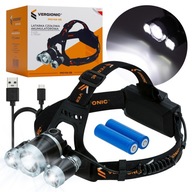 Čelovka, výkonná, dobíjacia, 3-LED čelovka Čelovka, výkonná, dobíjacia, 3-LED čelovka
