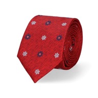 Lancerto červená kravata s modrými kvetmi M.132