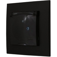 Sada hermetických zásuviek/zásuviek Ospel Szafir Black IP44 s rámom Sada hermetických zásuviek/zásuviek Ospel Szafir Black IP44 s rámom