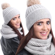 Súprava NANDY: Čiapka + teplý šál, Fox Pom Pom